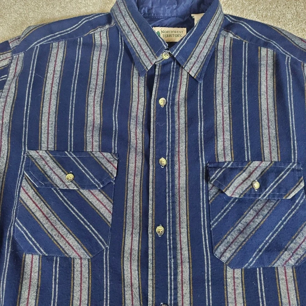 Vintage Northwest Territory Flannel Shirt Men's Size XLT Long Sleeve Striped‎